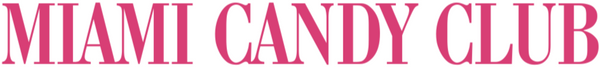 Text 'MIAMI CANDY CLUB' in pink on a white background
